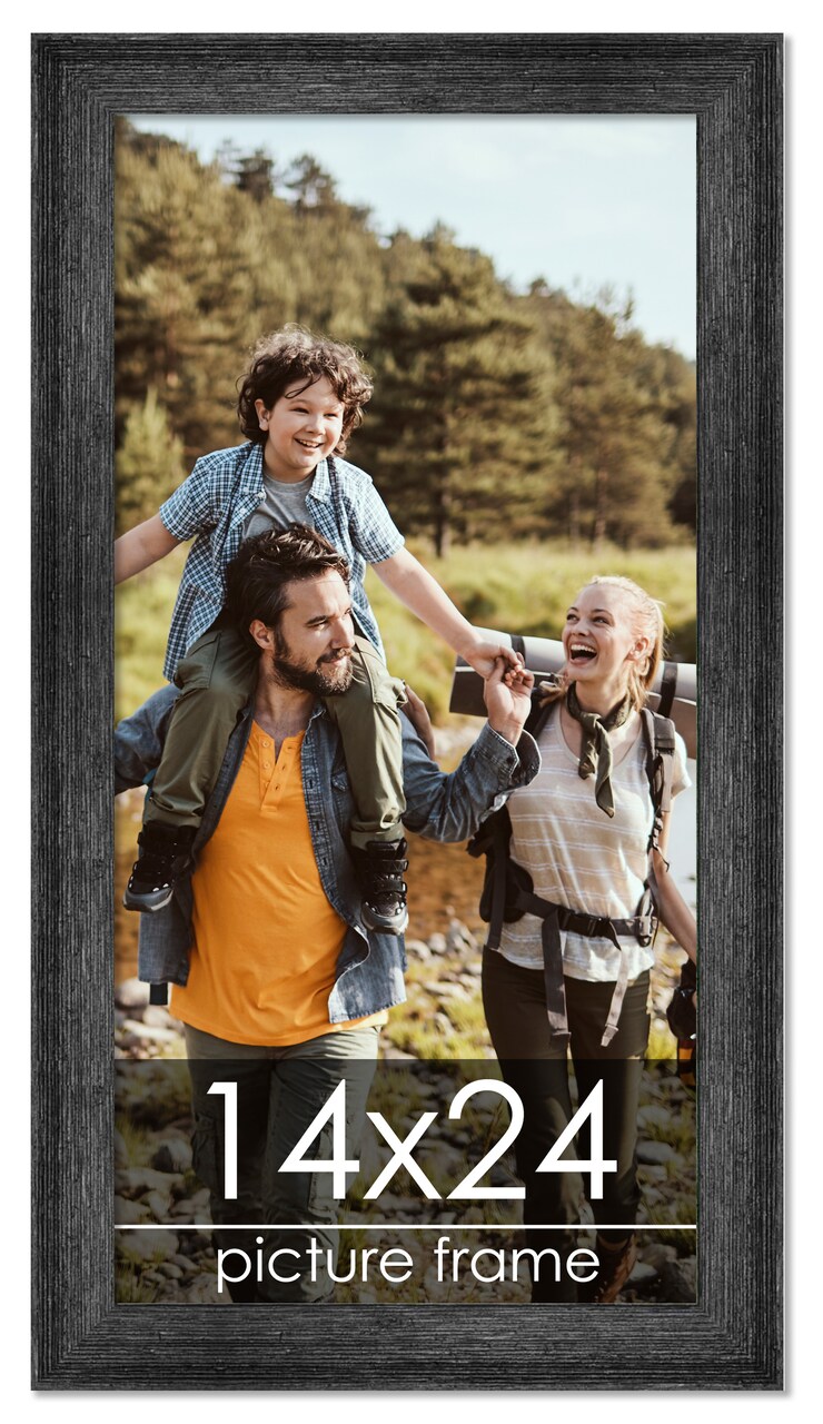 14x24 Wide Barnwood Picture Frame with UV-Resistant Acrylic & Acid Free Backing, Available in 6 Paint Finishes - Grey, Brown, White, and Black